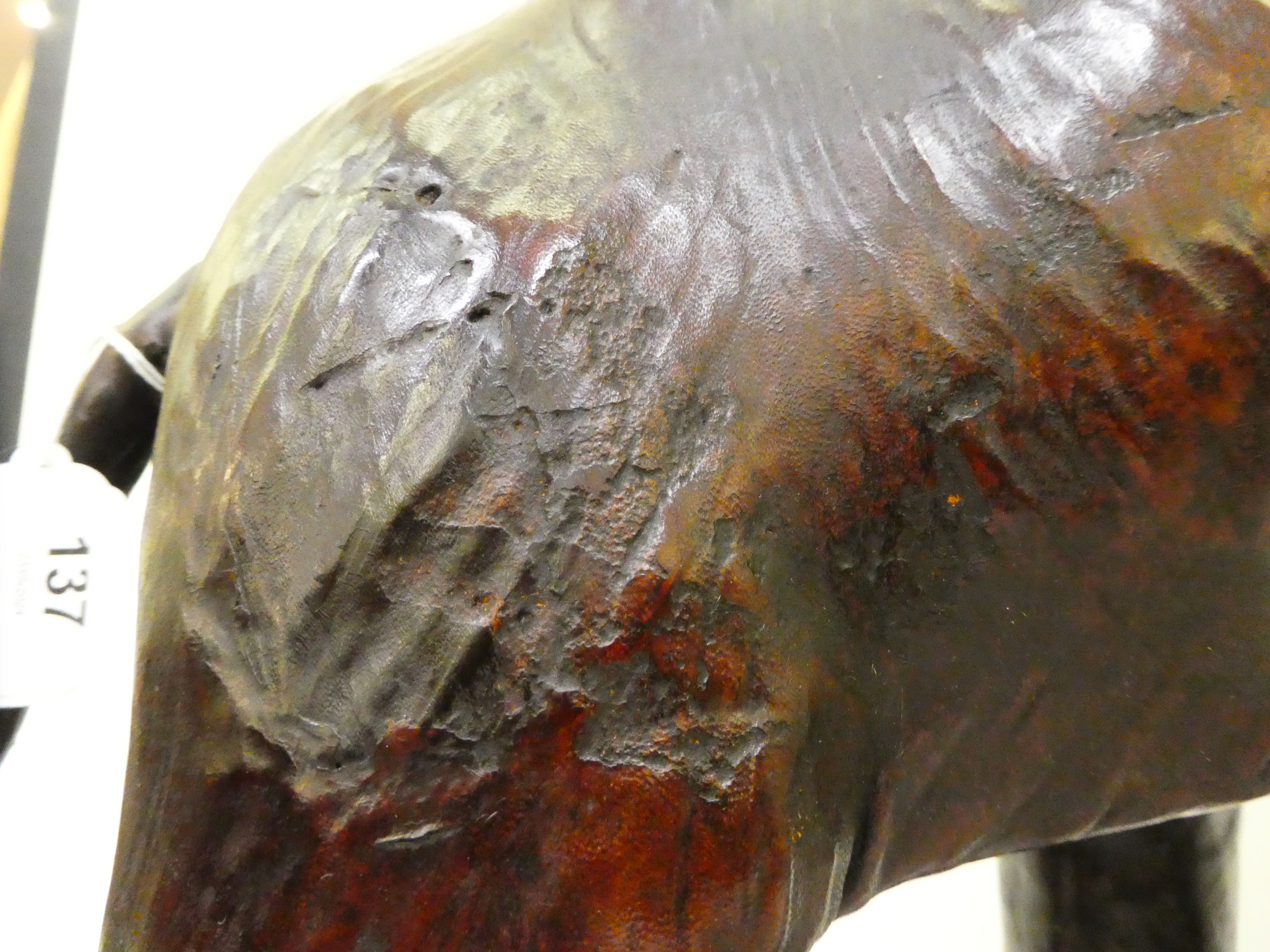 A Liberty's inspired, moulded and stained leather model, a trumpeting elephant  21"h - Image 5 of 6