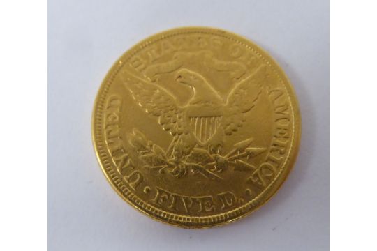 An 1892 American five dollar gold coin - Image 1 of 3