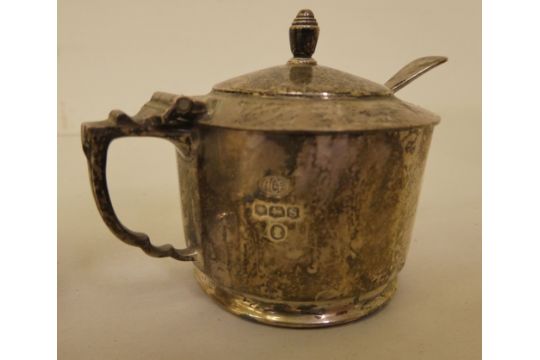 A silver five piece condiments set, comprising two pepper pots, two salts and a mustard  Sheffield - Image 4 of 5