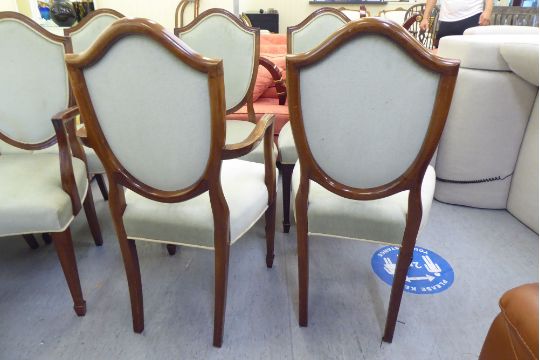 A set of ten modern Sheraton design mahogany framed dining chairs with upholstered backs, pads - Image 3 of 4