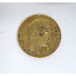 A Napoleon III 1857 20 franc gold coin