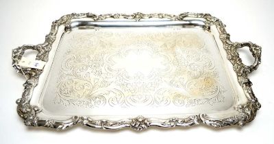 A silver plated serving tray