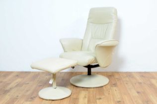 Retro swivel reclining armchair and stool