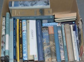 A collection of books relating to Mount Everest
