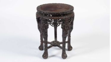 A substantial Chinese carved hardwood jardiniere/bowl stand, late 19th/early 20th Century