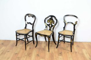 Three Victorian papier mache bedroom chairs