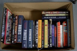 A selection of fiction and non-fiction books, primarily relating to murder and crime