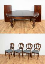 Barker and Stonehouse: A Victorian style mahogany dining table with four ballon back chairs