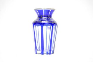 An early 20th Century blue flash glass vase