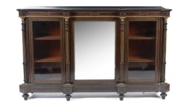 A Victorian ebonised, inlaid and gilt metal credenza