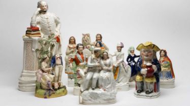 A selection of Staffordshire ceramic flatback figures