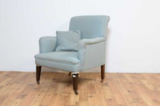 A 19th Century armchair upholstered in pale blue patterned fabric