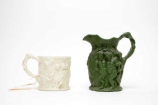 A 19th Century relief moulded jug and cup