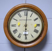 A 19th Century oak cased railway wall clock