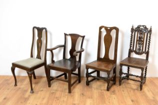 A collection of four 19th Century and later chairs