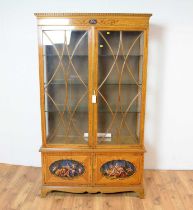 An attractive Edwardian style painted satinwood china cabinet