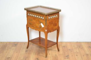 An attractive reproduction French kingwood bedside cabinet,