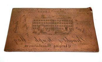 A 19th Century copper letterhead printing plate