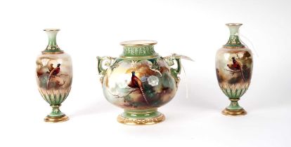 A selection of Royal Worcester Hadley Ware vases