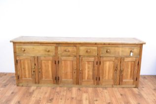 A substantial late 19th Century pine dresser base