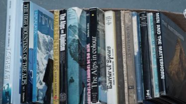 A collection of hardback reference books relating to the Alps and the Himalayas