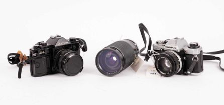 An Olympus OM 10 and other camera items