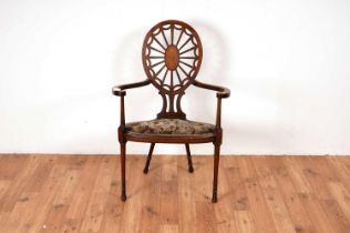 An early 20th Century inlaid mahogany salon chair