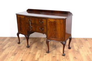 A Georgian style mahogany sideboard, with later gallery back