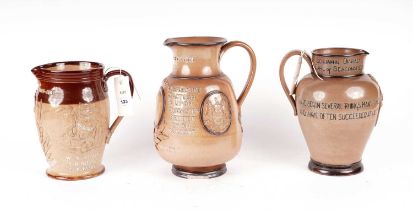 Three Doulton Lambeth stoneware jugs