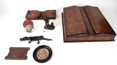 An early 20th Century stationary box and other items