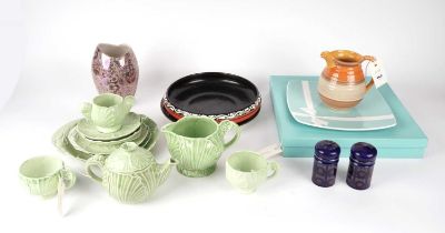 A Carlton Ware Buttercup pattern part tea service, a Tiffany & Co plate, and other ceramics