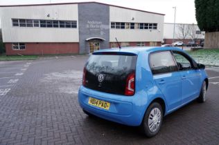 A Volkswagen Up blue petrol car