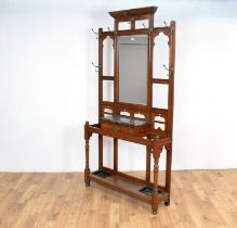 An Edwardian walnut hallstand