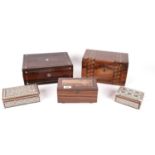 A 19th Century mahogany jewellery box and other boxes