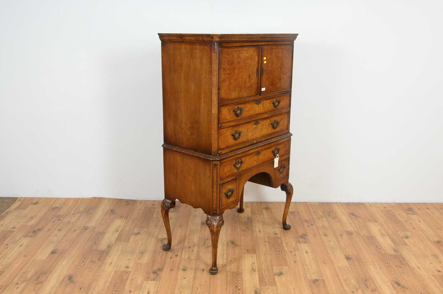 A Queen Anne style walnut and burr-walnut tallboy - Image 3 of 4
