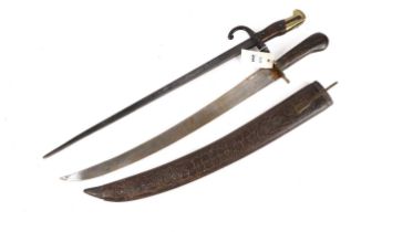 A 19th Century French bayonet and an Indian short sword