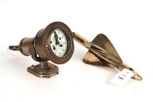 An early 20th Century brass ship-log and a four blade brass log rotator