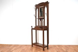 An Edwardian oak hallstand