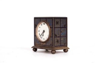 An enamelled miniature brass bedside clock, by Zenith Watch Co.
