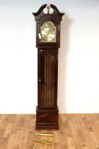 German quarter chiming mahogany longcase/grandfather clock