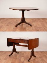 A late 19th Century mahogany tilt top oval table and a Regency style mahogany sofa table
