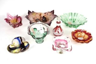 A selection of 20th Century decorative coloured glassware