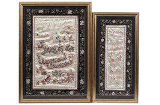 Two 20th Century Chinese silk work embroidery pictures