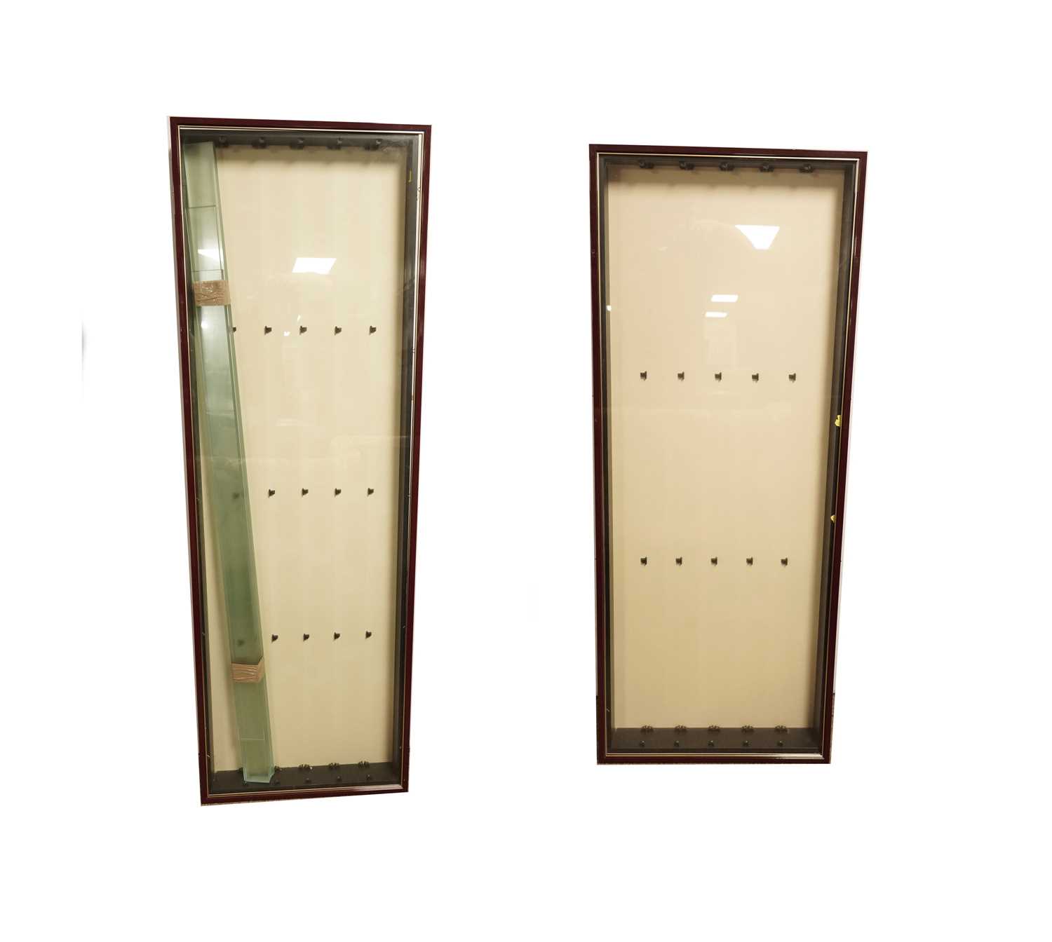 Two wall mounted display cases