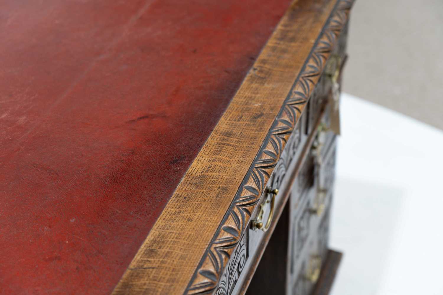 A Victorian carved oak desk - Image 6 of 6