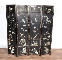 A 20th Century Chinese hinged four panel dressing screen