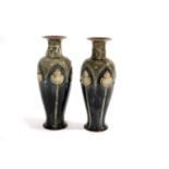 A pair of Doulton Lambeth baluster vases