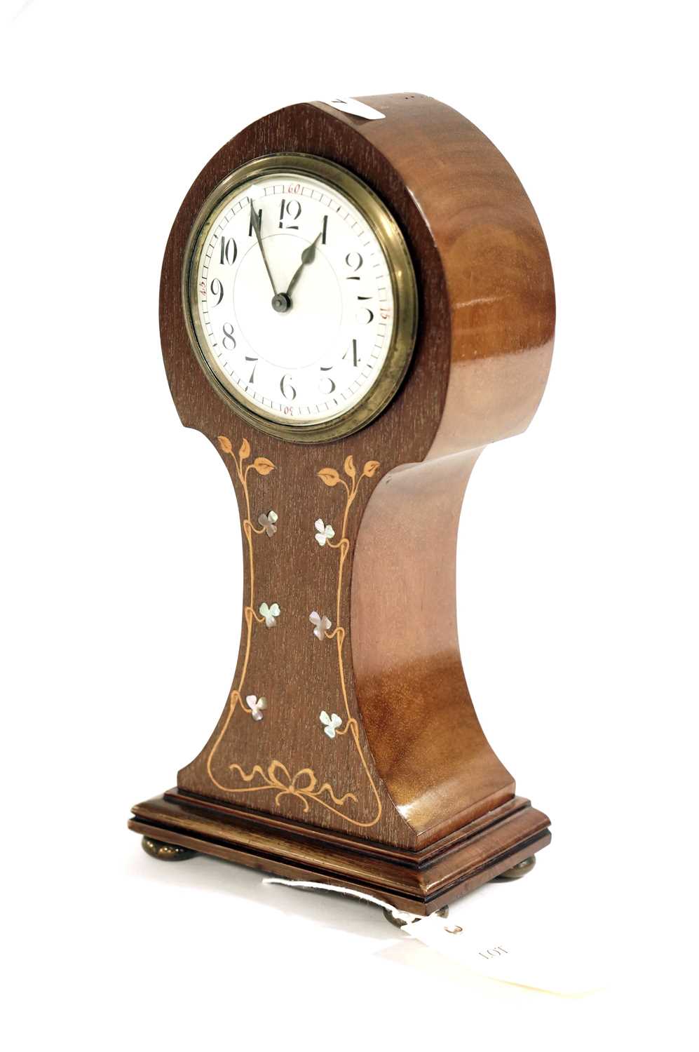 An early 20th Century Arts & Crafts inlaid mahogany mantel clock and Victorian sewing box - Image 3 of 9