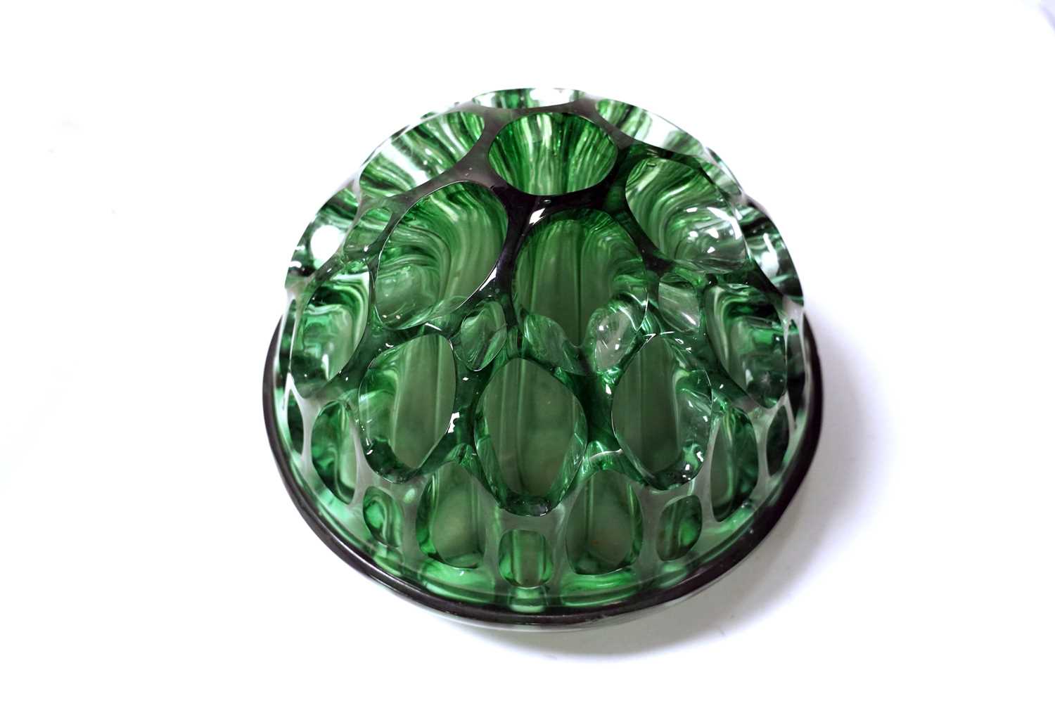 A 1930s George Davidson cloud glass bowl in green and a green glass rose bowl - Image 4 of 4