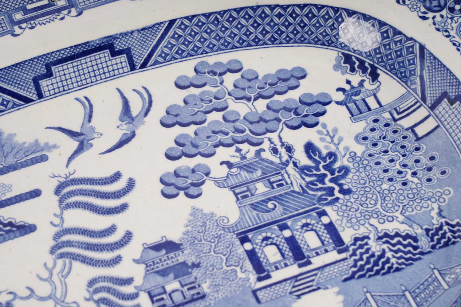 A collection of blue and white meat plates - Image 9 of 10